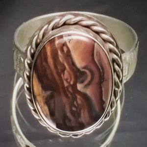 Vintage Tiger Jasper German Silver Mens Ring 11